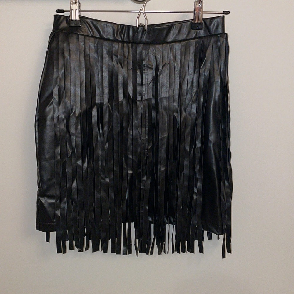 Faux Leather Fringe Skirt 🖤🪩